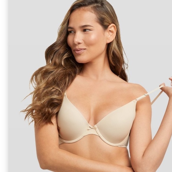 2 MAIDENFORM SELF EXPRESSIONS T-SHIRT BRAS WHITE TAN 36DD - Picture 4 of 11